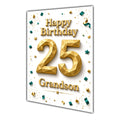 Happy Birthday Grandson 25th Gold Confetti Greeting Card A5
