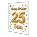 Happy Birthday Son 25th Gold Confetti Greeting Card A5