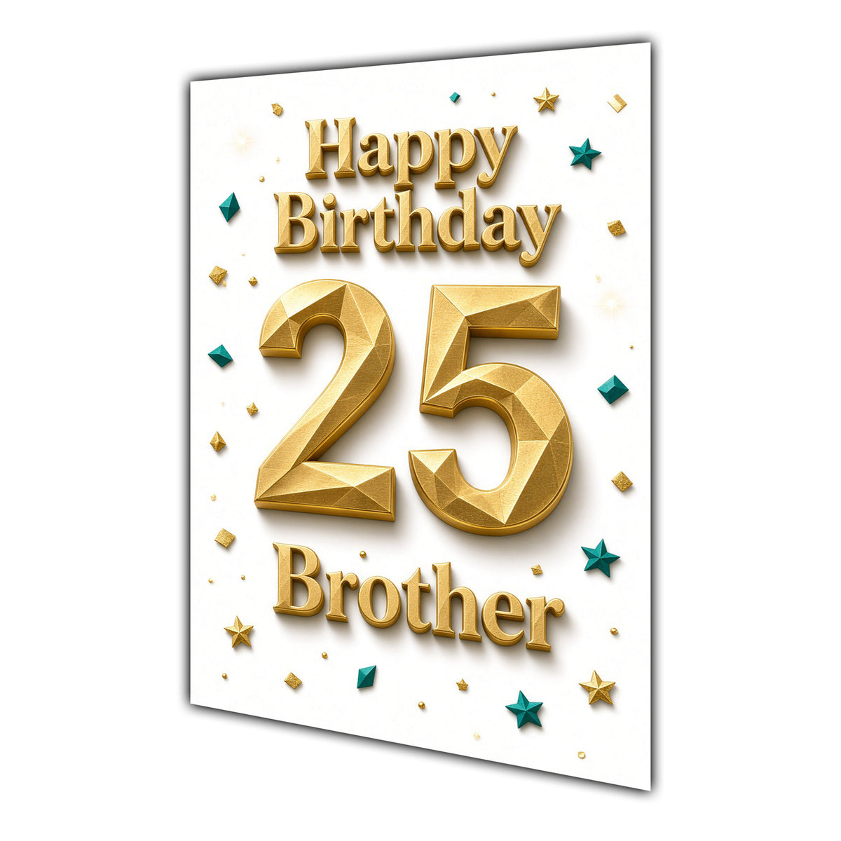 Happy Birthday Brother 25th Gold Confetti Greeting Card A5