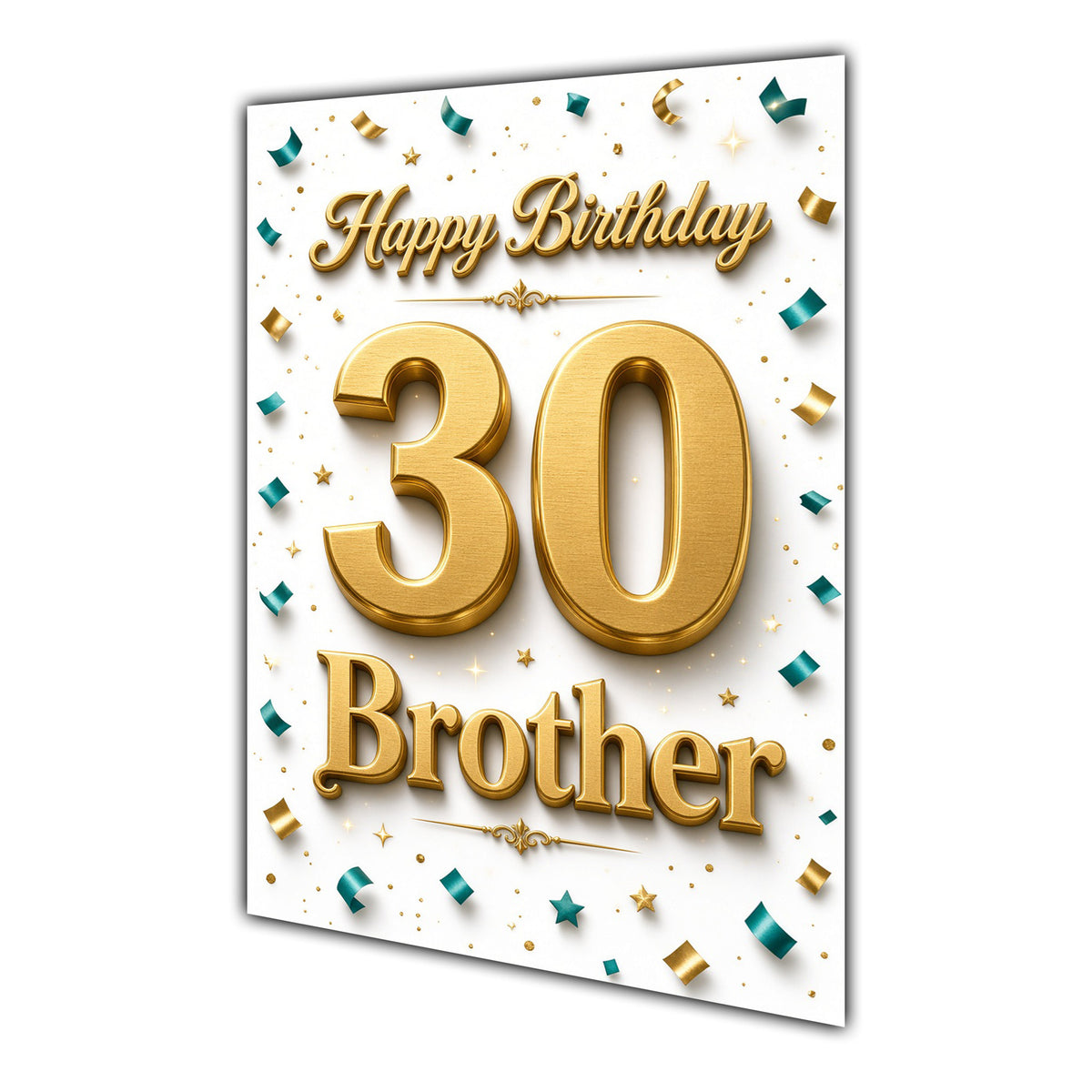 Happy Birthday Brother 30th Gold Confetti Greeting Card A5