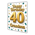Happy Birthday Grandson 40th Gold Confetti Greeting Card A5