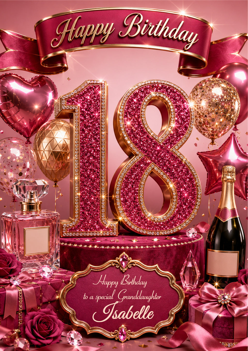 18th Birthday Card Daughter Granddaughter Niece Personalised A5 Size E975-7