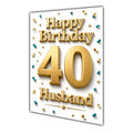 Happy Birthday Husband 40th Gold Confetti Greeting Card A5