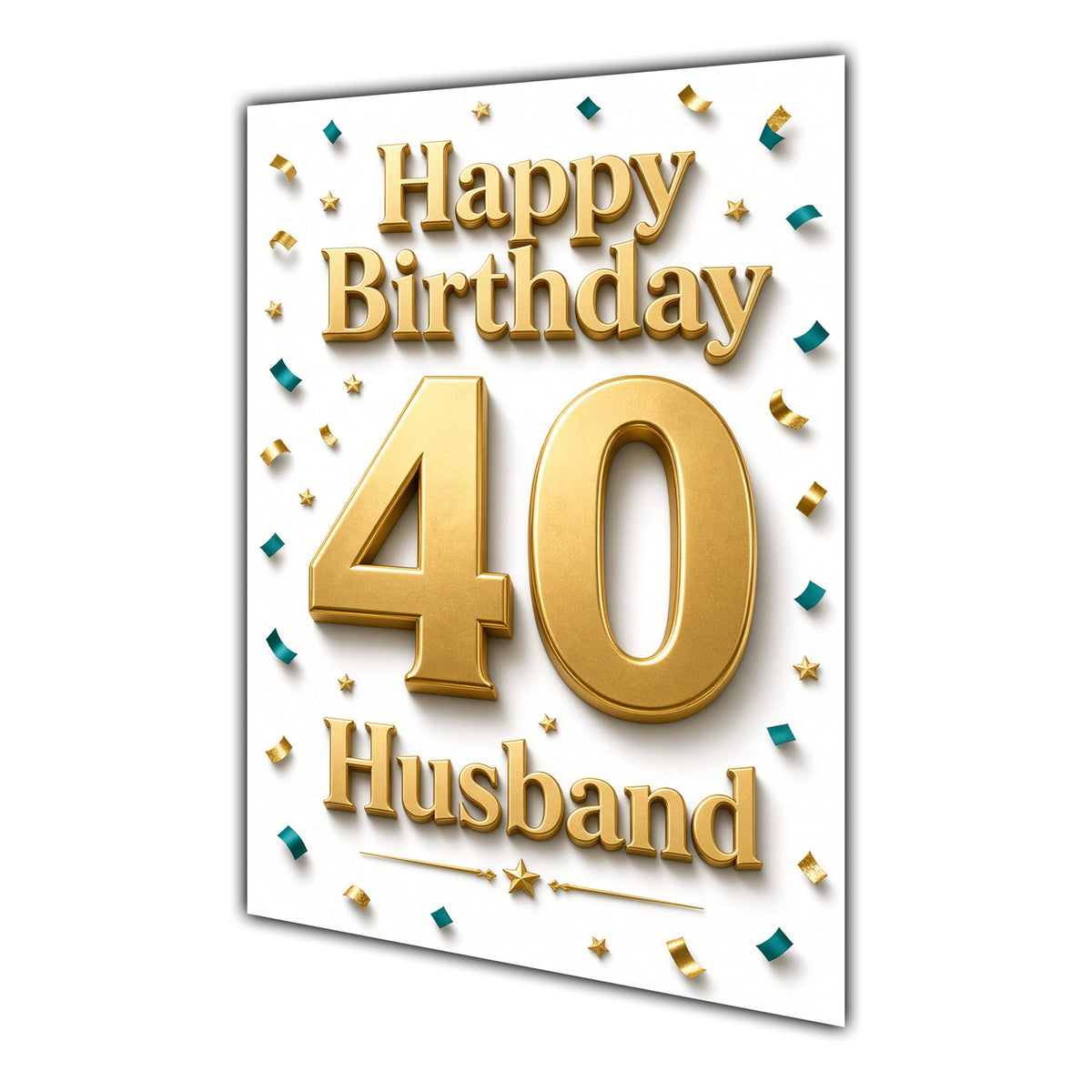 Happy Birthday Husband 40th Gold Confetti Greeting Card A5
