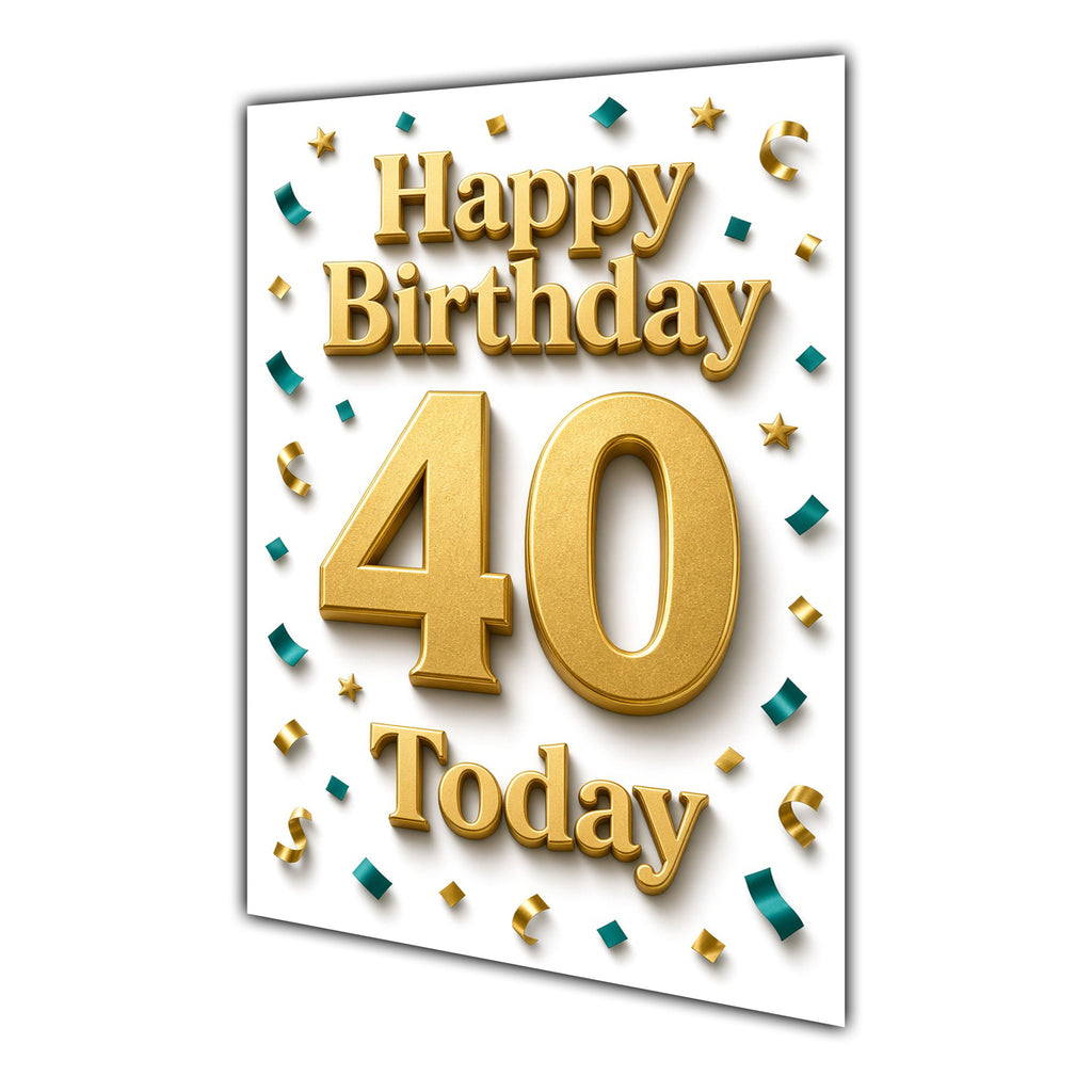 Happy Birthday 40th Gold Confetti Greeting Card A5