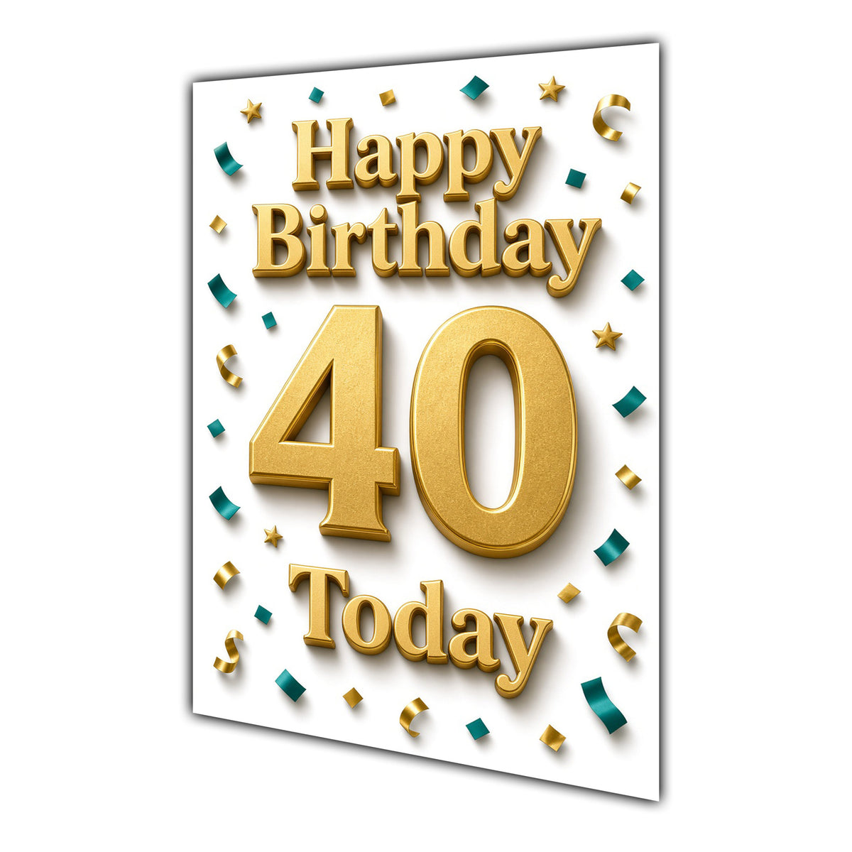 Happy Birthday 40th Gold Confetti Greeting Card A5
