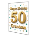 Happy Birthday Grandson 50th Gold Confetti Greeting Card A5