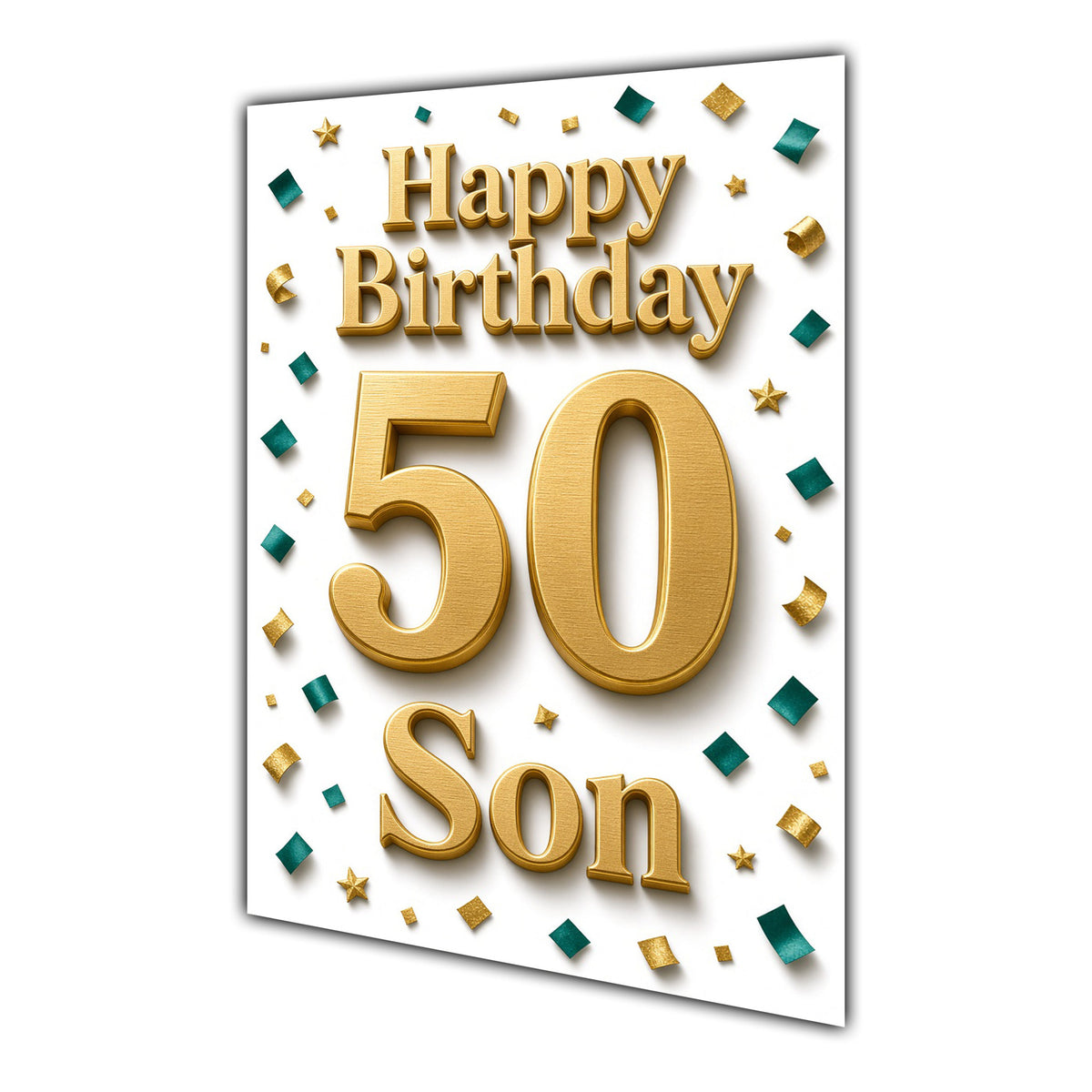 Happy Birthday Son 50th Gold Confetti Greeting Card A5