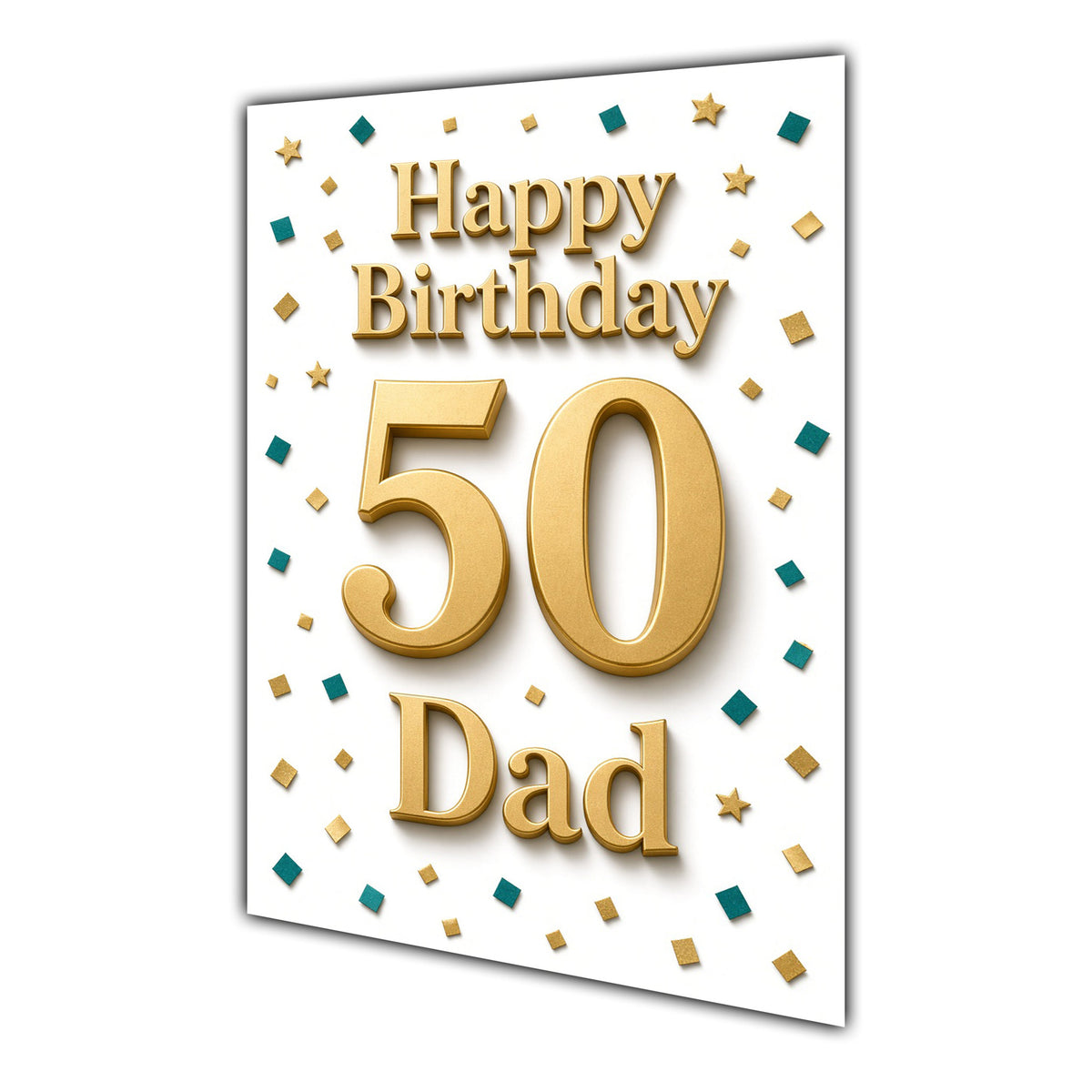 Happy Birthday Dad 50th Gold Confetti Greeting Card A5
