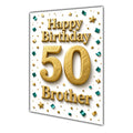 Happy Birthday Brother 50th Gold Confetti Greeting Card A5