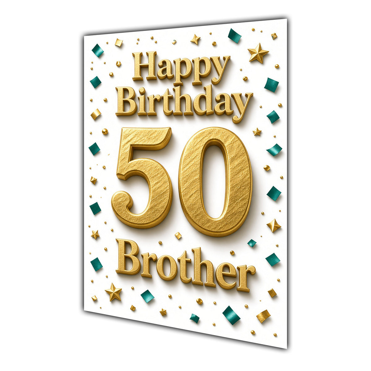 Happy Birthday Brother 50th Gold Confetti Greeting Card A5