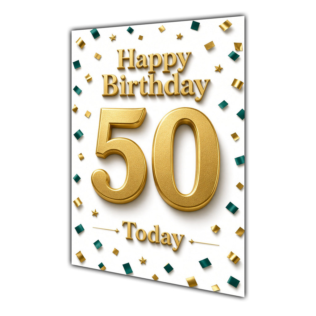 Happy Birthday 50th Gold Confetti Greeting Card A5