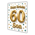 Happy Birthday Son 60th Gold Confetti Greeting Card A5