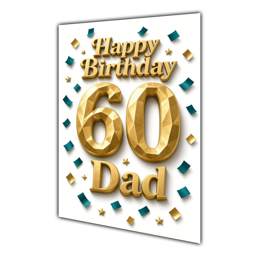 Happy Birthday Dad 60th Gold Confetti Greeting Card A5