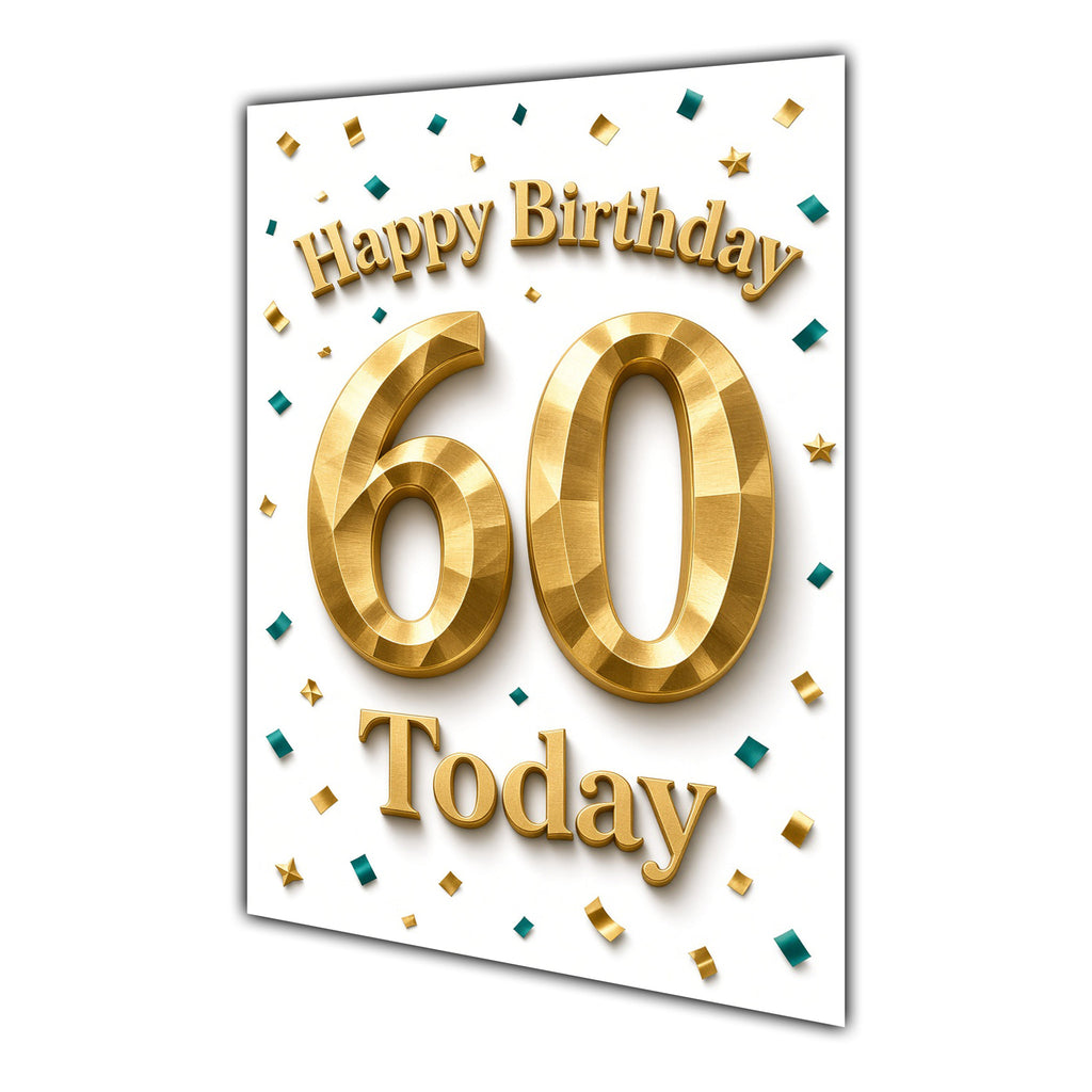 Happy Birthday 60th Gold Confetti Greeting Card A5