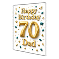 Happy Birthday Dad 70th Gold Confetti Greeting Card A5