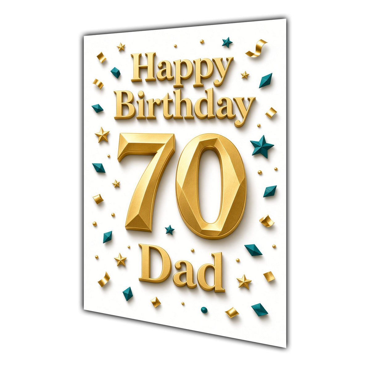 Happy Birthday Dad 70th Gold Confetti Greeting Card A5