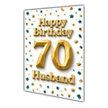 Happy Birthday Husband 70th Gold Confetti Greeting Card A5