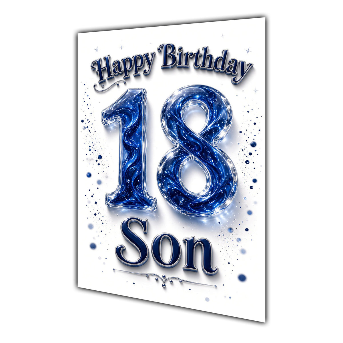 Happy Birthday Son 18th Blue Crystal Greeting Card A5