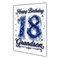 Happy Birthday Grandson 18th Blue Crystal Greeting Card A5
