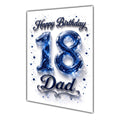 Happy Birthday Dad 18th Blue Crystal Greeting Card A5