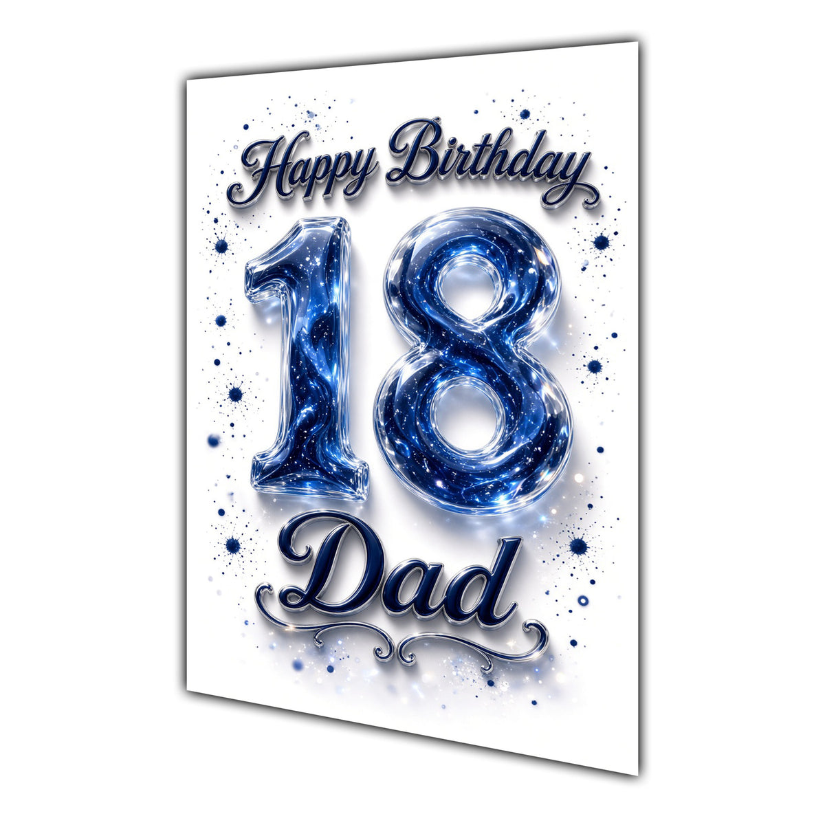 Happy Birthday Dad 18th Blue Crystal Greeting Card A5