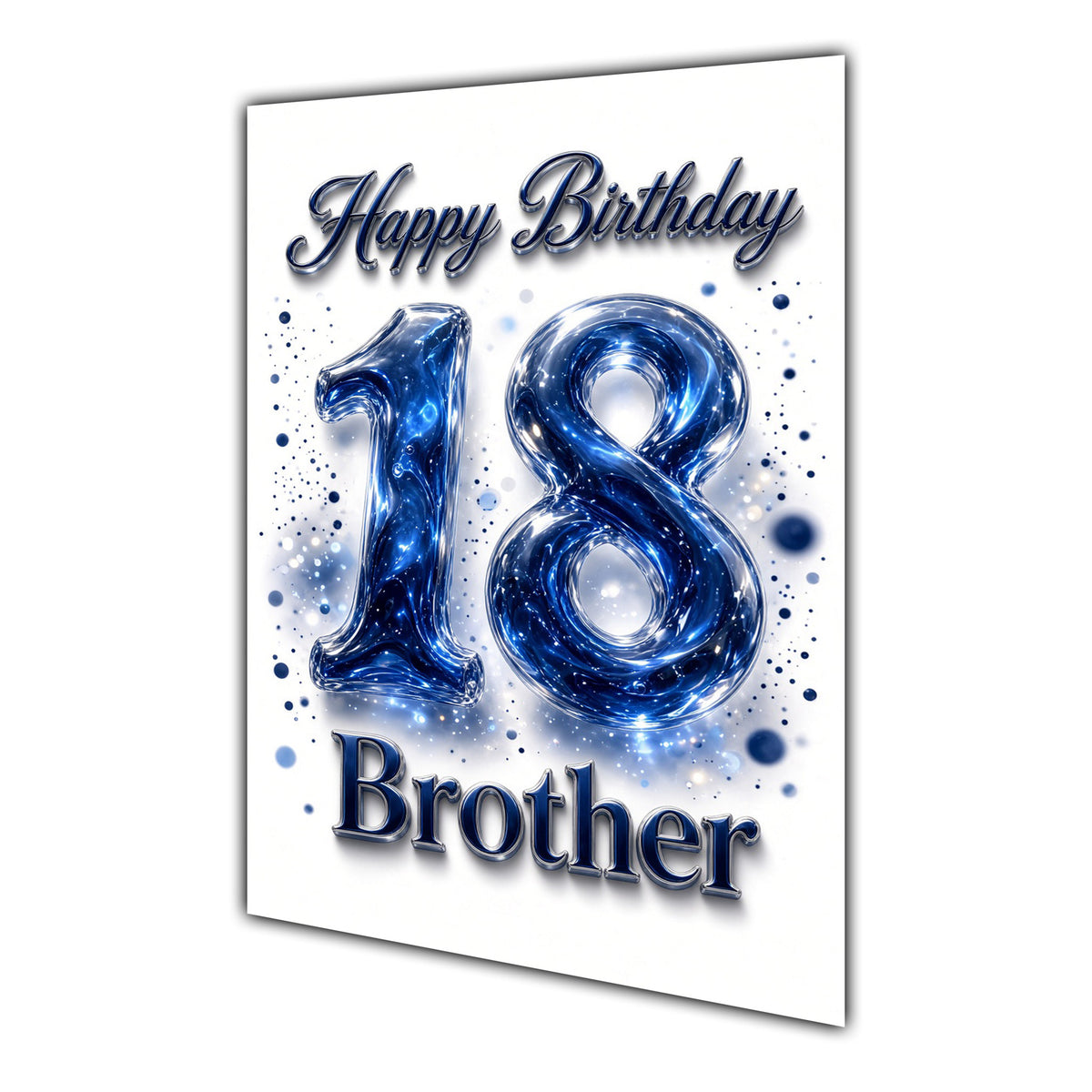 Happy Birthday Brother 18th Blue Crystal Greeting Card A5
