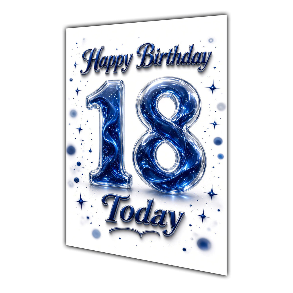 Happy Birthday 18th Blue Crystal Greeting Card A5