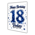 Happy Birthday 18th Blue Crystal Greeting Card A5