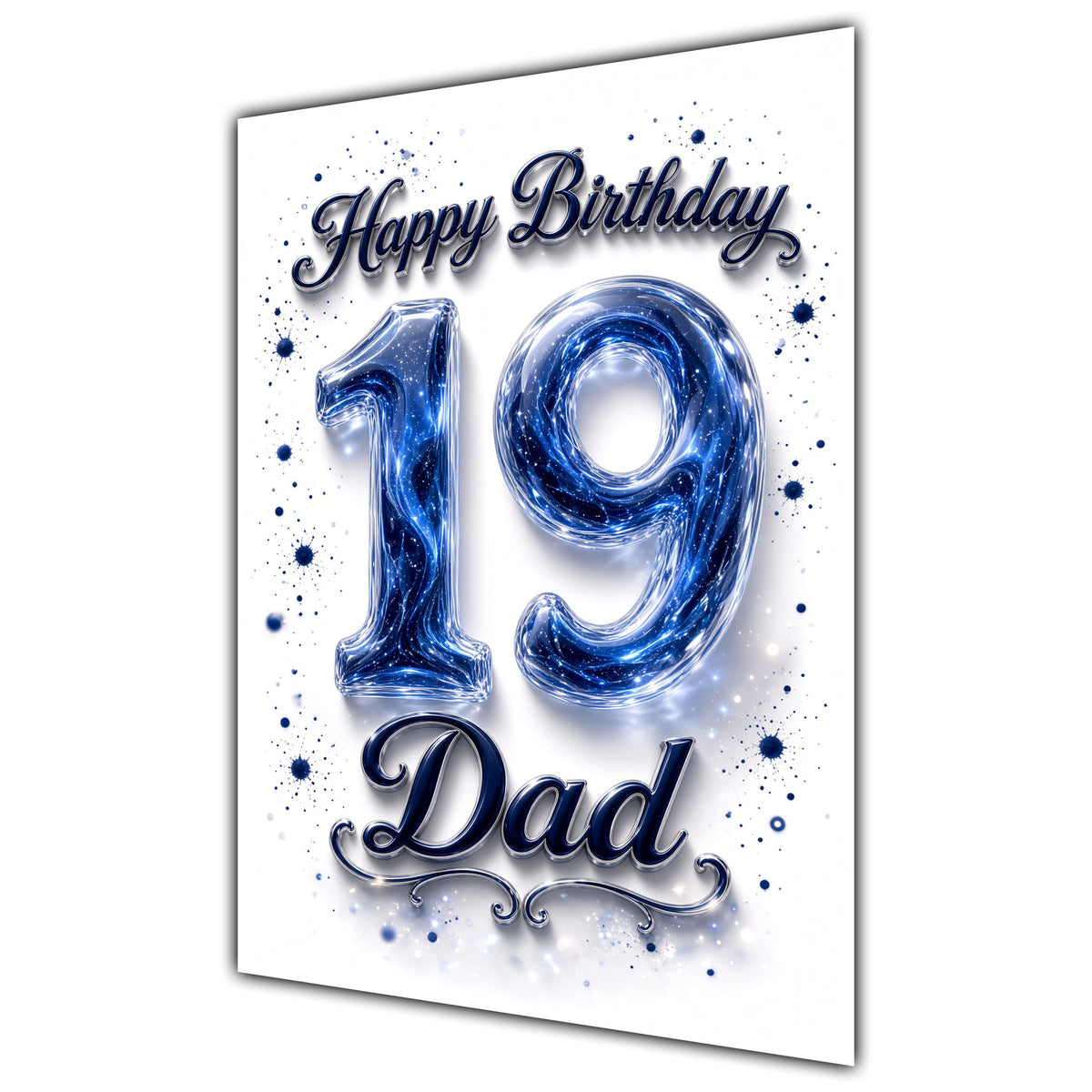 Happy Birthday Dad 19th Blue Crystal Greeting Card A5