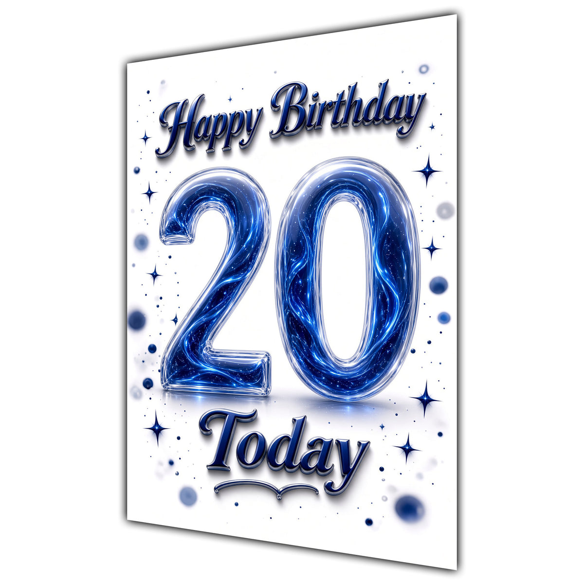 Happy Birthday 20th Blue Crystal Greeting Card A5