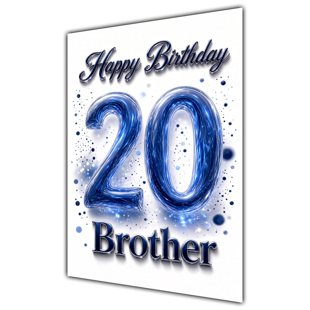 Happy Birthday Brother 20th Blue Crystal Greeting Card A5
