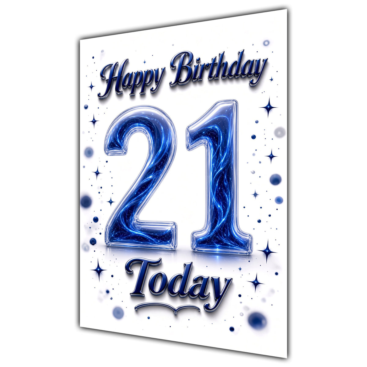 Happy Birthday 21st Blue Crystal Greeting Card A5