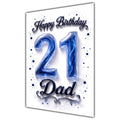 Happy Birthday Dad 21st Blue Crystal Greeting Card A5