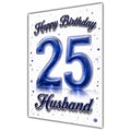 Happy Birthday Husband 25th Blue Crystal Greeting Card A5