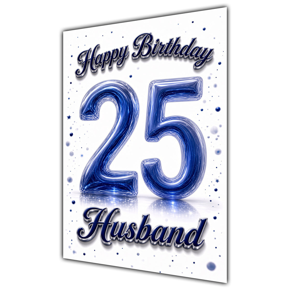 Happy Birthday Husband 25th Blue Crystal Greeting Card A5