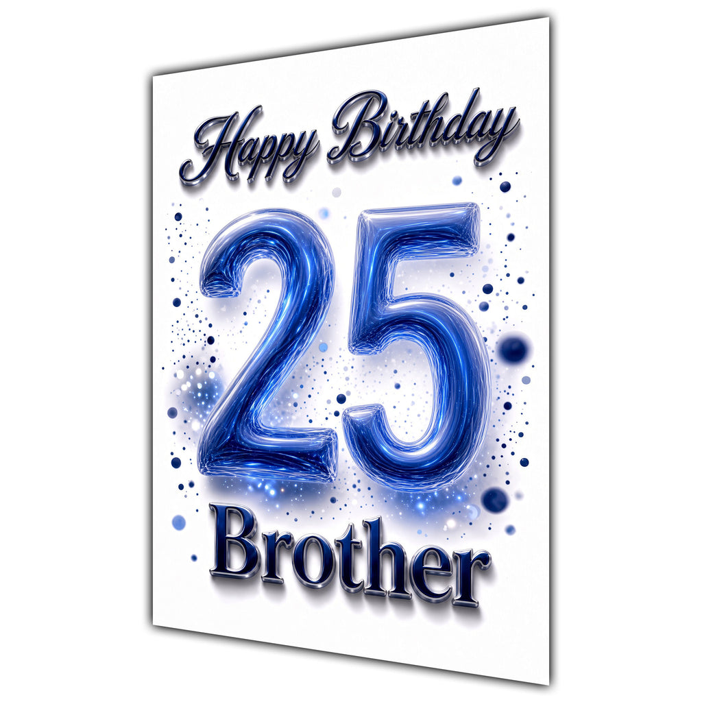 Happy Birthday Brother 25th Blue Crystal Greeting Card A5