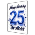 Happy Birthday Brother 25th Blue Crystal Greeting Card A5