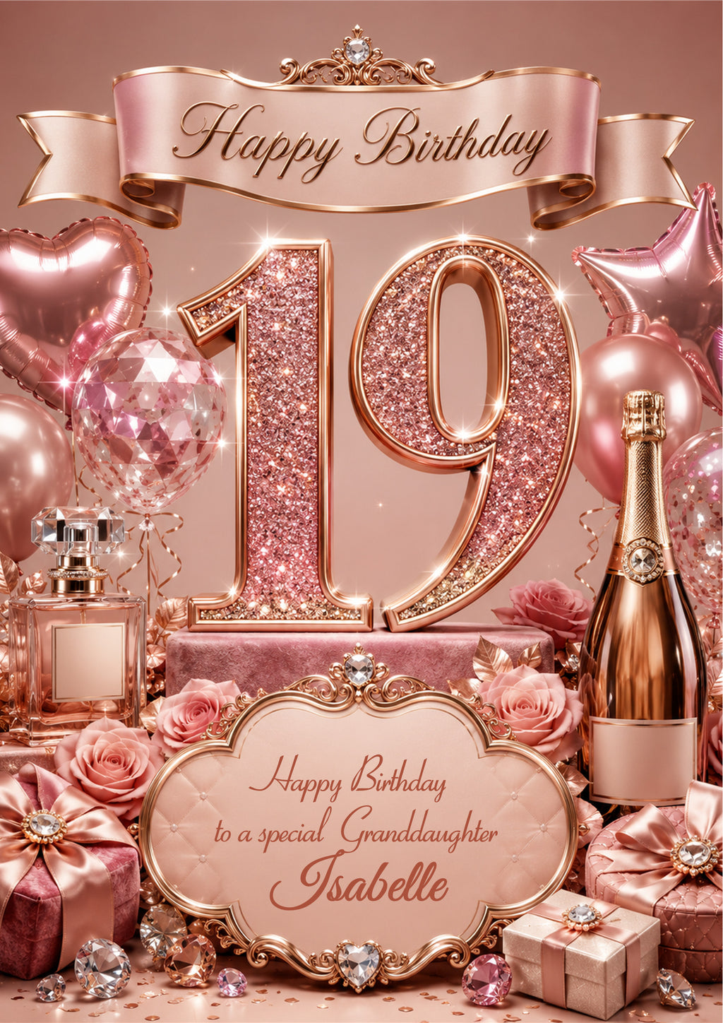 19th Birthday Card Daughter Granddaughter Niece Personalised A5 Size E976-2