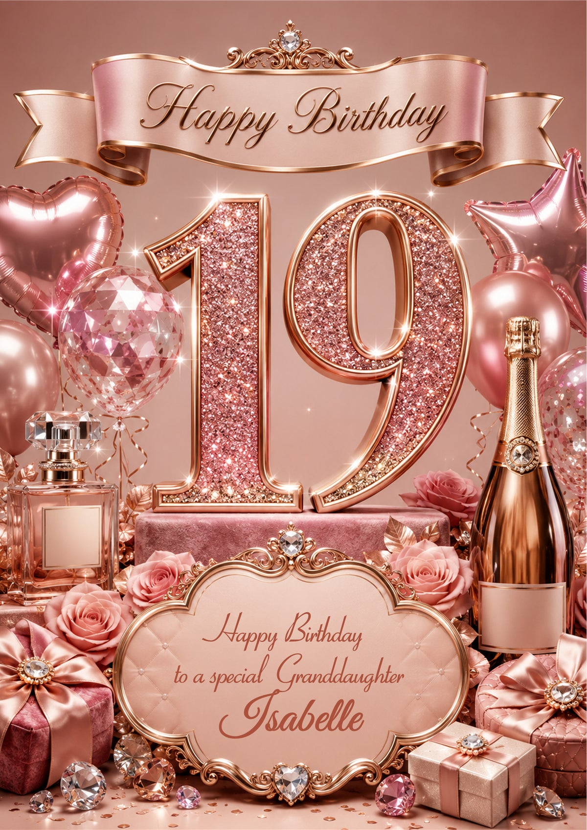 19th Birthday Card Daughter Granddaughter Niece Personalised A5 Size E976-2