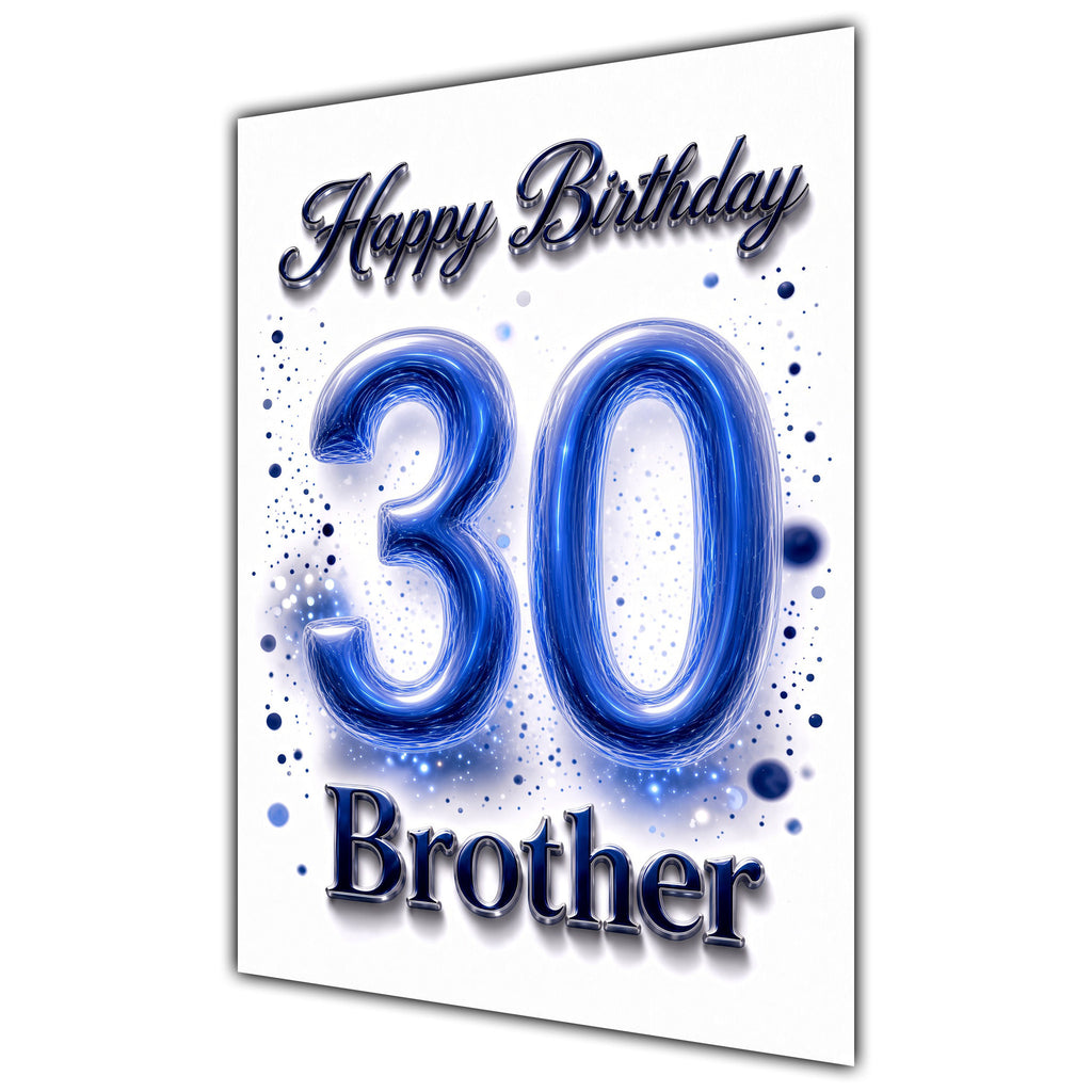 Happy Birthday Brother 30th Blue Crystal Greeting Card A5