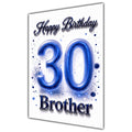 Happy Birthday Brother 30th Blue Crystal Greeting Card A5