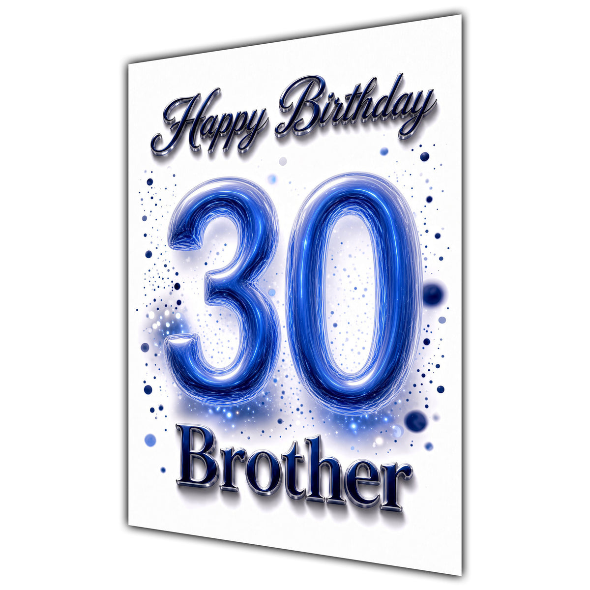 Happy Birthday Brother 30th Blue Crystal Greeting Card A5