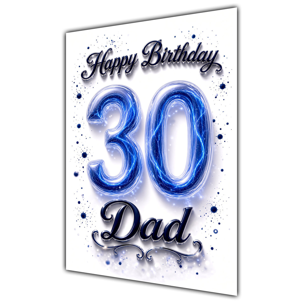 Happy Birthday Dad 30th Blue Crystal Greeting Card A5