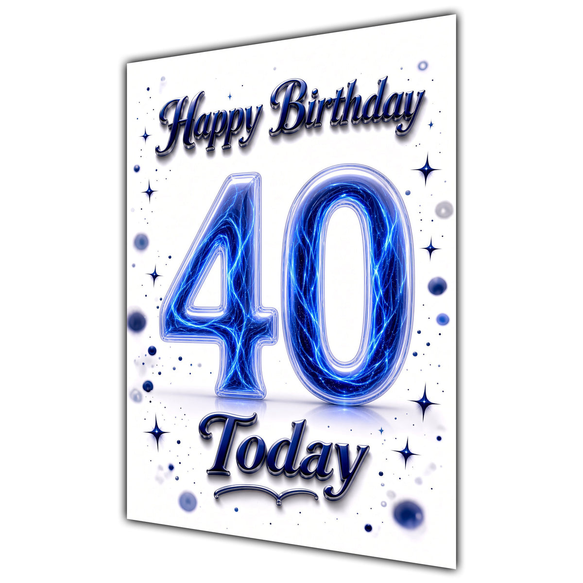 Happy Birthday 40th Blue Crystal Greeting Card A5