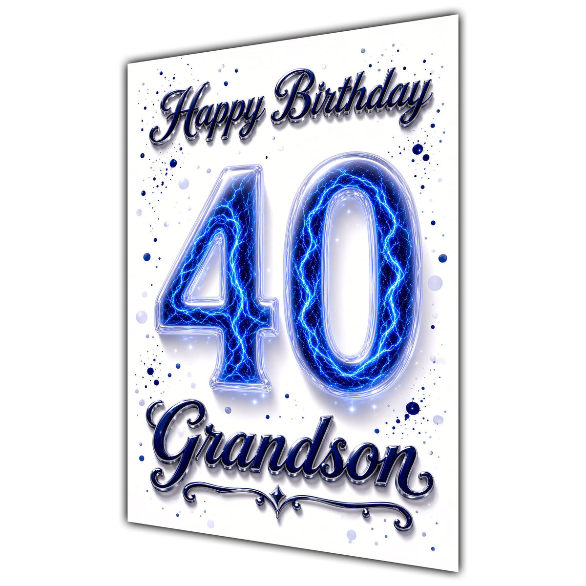 Happy Birthday Grandson 40th Blue Crystal Greeting Card A5