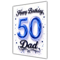 Happy Birthday Dad 50th Blue Crystal Greeting Card A5