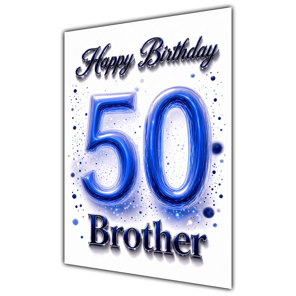 Happy Birthday Brother 50th Blue Crystal Greeting Card A5