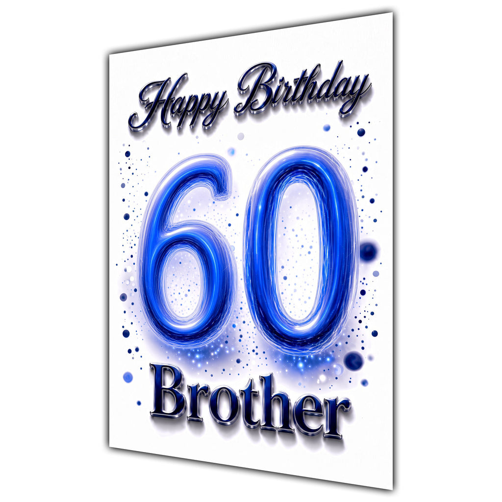 Happy Birthday Brother 60th Blue Crystal Greeting Card A5