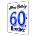 Happy Birthday Brother 60th Blue Crystal Greeting Card A5